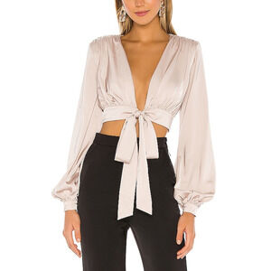 Nbd 'Imogen' White Balloon Sleeve Top Size S